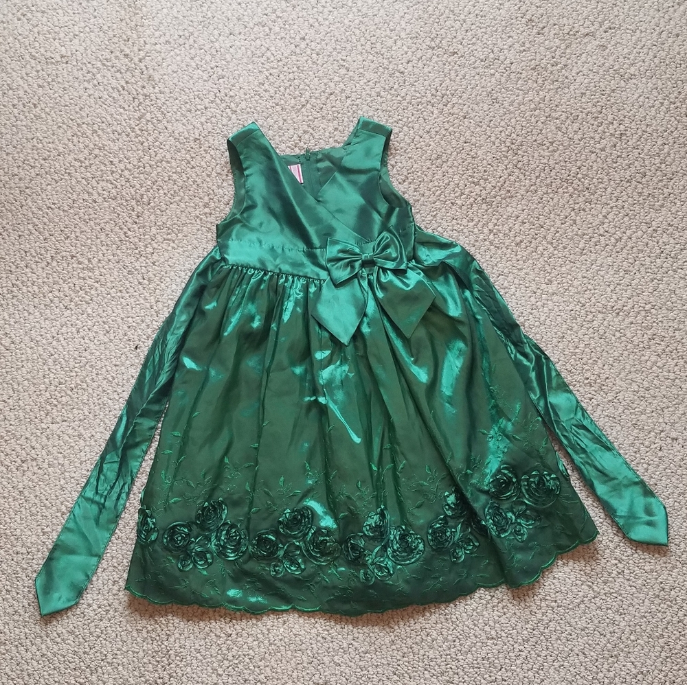 Emerald green girls Holiday dress